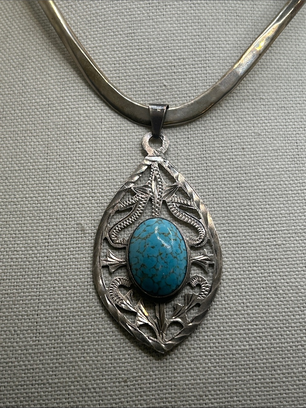 Sterling Silver Spider Turquoise Pendant
